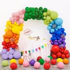 100 Pcs 12-inch Rainbow Latex Balloons Colorful Party Decor For Birthday Wedding