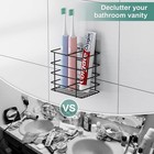 Adhesive Toothbrush Holder Wall Mounted  Suction Toothpaste Organizer Black 