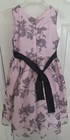 Jayne Copeland Girls Fit   Flare Pink Black Floral Dress Size 12 Bow Accent