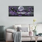 Klvos Framed Abstract Tree Painting Cherry Blossom Purple Flower Canvas Art For
