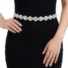 Sibba Rhinestone Belt For Women Silver Chain Crystal Waist Belt Wedding  