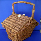 Vintage Sewing Wicker Basket Collectible Cottage Shabby Easter Small W lid