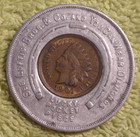 1901 Loftis Brothers Encased Indian Cent Good For 1 Dollar Off Chicago Illinois