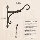 Rustic Cast Iron Plant Hanger Double Scroll Wall Bracket Hanging Basket Hook