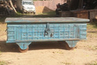 Antique Wooden Trunk Coffee Table     Vintage Storage Chest     Old Wooden Box