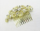 Gold Rhinestone Crystal Sparkle Floral Hair Comb Wedding Prom Bridal  3840