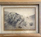 Frederic Remington Photo Art On Glass  2  Framed Vintage By Lucid Lines 1974