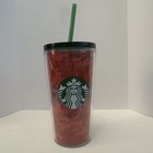 Starbucks 2019 Red Winter Holiday Tumbler Cold Cup 16 Oz Green Lid