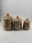 Set Of Three Vintage 1970s Mushroom Canisters Hobbiest Orange Retro