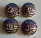 Set Of 4 Chanel 18mm Silver Buttons   crystal Cc   iridescent Sparkle-back Cc Stamp