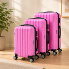 Set Of 3 Pink Suitcases 28    24    21    Luggage Set 4 Wheels Tsa Lock Carry On Bag