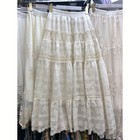 Vintage Lace Tiered Maxi Skirt     Women   s Romantic Cottagecore Embroidered Skirt