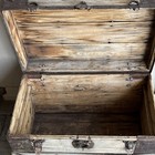Antique Style Brown Wooden Storage Chest Trunk Metal Hardware Hinged 28x16x19