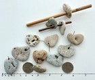 12 Heart Beach Hag Stones Adder Holey Love Rocks Natural Shaped Pebble 1-1 5 h5d