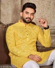 Indian Traditional  Men Fastival Mirror Work Kurta  Wedding Kurta