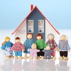 Wooden Dollhouse Family Set Of 8 Figures With Furniture For Kids Girls