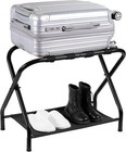 2 Pack Luggage Rack With Shelf Foldable Suitcase Stand For Guest-bedroom Black