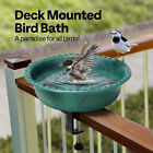 Deck Mounted Polyresin Bird Bath W  Adjustable Clamp For Railings Up To 3 9 In
