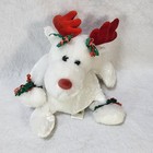 Dan Dee Collectors Choice White Reindeer Plush Red Antlers Christmas 10 Inch
