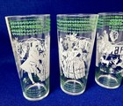 Swanky Swig Glass High Ball Tumbler Colonial Couple Carriage Scene X4 Preowned