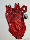 New Gk Elite Leotard Gymnastics Sequin Bling Red Black Unique Back Tank Size  Cm