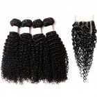 Risbaer Mongolian Curly 4 Bundles   T Lace Closure 14 Inch Natural Black