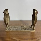 Vintage Brass Owl With Beads Eyes Ornate Plates Bookends 5 25    High