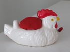 Vintage Chicken Rooster Pin Cushion Tape Measure Thimble Holder Sewing Enesco 