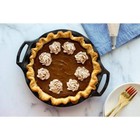 Lodge Pie Baking Pan 9 5  Cast Iron Dual Handles Pre-seasoned Broiler Oven Safe