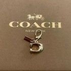 New Coach Hangtag C Gold Brass Metal Keychain Purse Charm Key Ring Authentic