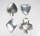 Vintage Signed F b r  Mexico Sterling Silver Playing Cards Suit Small Ashtrays