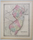 Original 1855 Colton s Hand Colored Map Of New Jersey