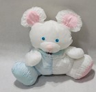 Vintage Fisher Price Puffalump Baby Mouse Rattle Plush Blue