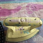 Vintage Antique Sad Iron No 6 Clothes  Door Stop With Trivet Stand Hand Painted