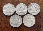 Junk 90  Siver Lot --  2 50 Face Value -- 5 - 90  Franklin Half Doliars