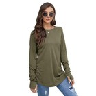 Women s Casual Long Sleeve Crew Neck Loose Tunic Tops Round Hem T-shirt