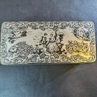 Vintage Daher Tea Coffee Tin Black   Silver Courting Scene Full Of Buttons Rare 