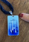 Vintage Enamel On Copper Mcm Style Pendant On Velvet Cord Signed Firth