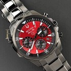 Bulova Men s Marine Star Chronograph Quartz Red Dial Gray Stainless Watch 98b350