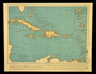 Vintage West Indies Map Of The Caribbean Cuba Puerto Rico Jamaica Bahamas