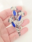 Vintage Trifari Alfred Spaney Rhinestone Enamel Floral Spray Brooch Pin