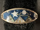 Vintage Alpaca Mexico Inlaid Abalone Shell Hinged Bracelet Size 6 5   