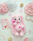 Handmade Amigurumi Easter Bunny Stuffed Sleeping Companion Doll Knit Crochet Toy