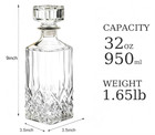Whiskey Decanter With Airtight Geometric Stopper 32oz Liquor Decanter glass Deca