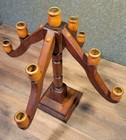 Rare European Vintage Wood Tiered Candelabra 9 Candle Holder Boho Gothic 1 2  