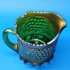 Antique Northwood Carnival Glass Pitcher Grape And Cable Emerald Green 4 Inch