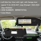 Left Sun Visor W  Garage Door Opener For18-23 Jeep Wrangler Gladiator 6br80tx7aq