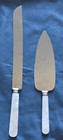 Vtg Sheffield Cake Knife   Server Set England Stainless Steel Faux Pearl Wedding