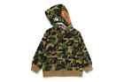 A Bathing Ape Kids Zip Hoodie 2024 Fw Model Abc Camo Pattern Shark Motif