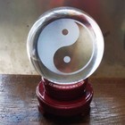 60cm Crystal Ball Taiji Bagua Yin Yang Carving Feng Shui Decor For Home Entryway